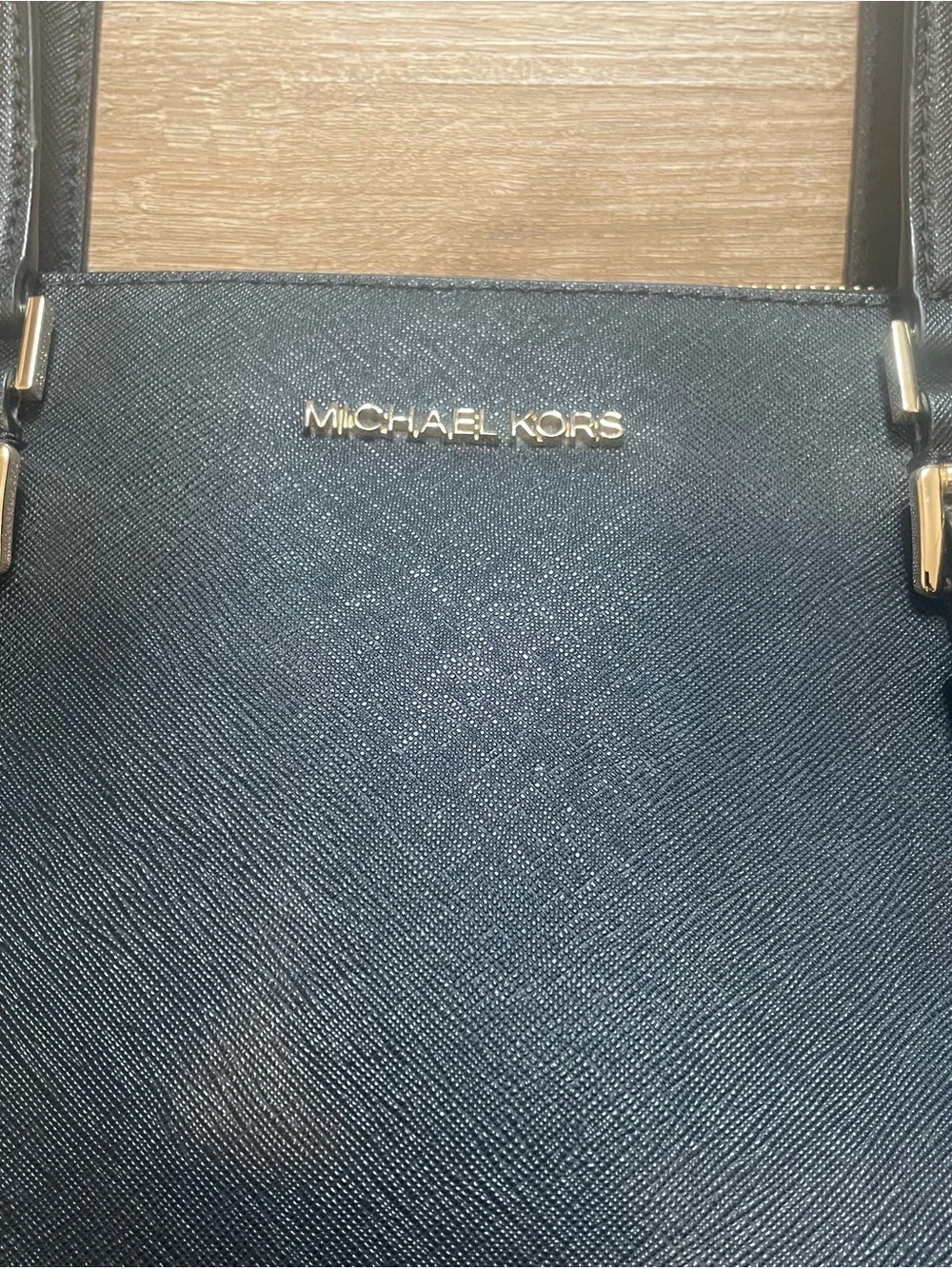 Michael Kors Black Saffiano Tote with Gold Accents